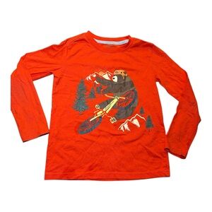Eddie Bauer Kids Little Boys Size XSmall 5/6 Graphic T-Shirt Long Sleeve Orange